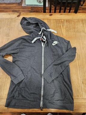 Nike Womens Charcoal Gray Full-Zip Hoodie Sweatshirt